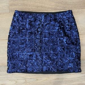 Blue sequin night out sparkle shimmer mini skirt